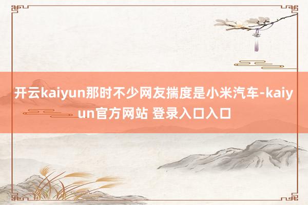 开云kaiyun那时不少网友揣度是小米汽车-kaiyun官方网站 登录入口入口