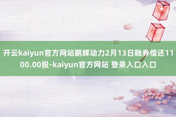 开云kaiyun官方网站鹏辉动力2月13日融券偿还1100.00股-kaiyun官方网站 登录入口入口